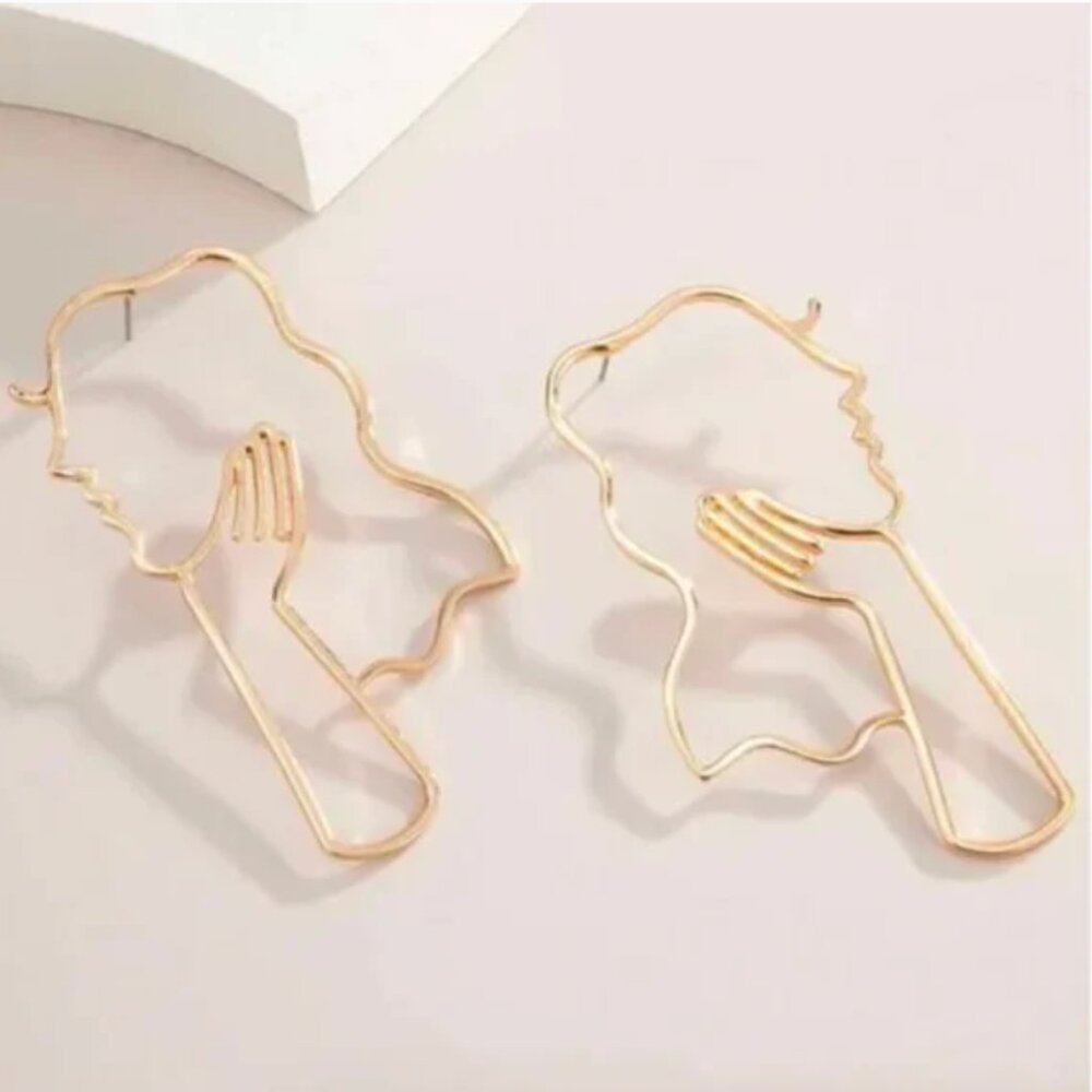 ❤️ FREE Female Face Form Peasant Hipster Hippie Art Deco Boho Outline Earrings